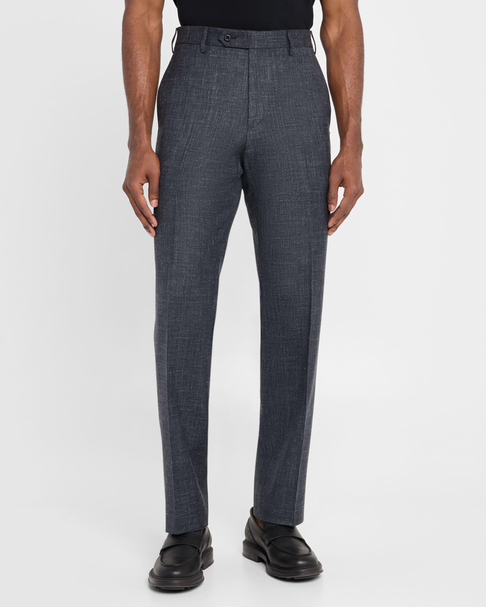 Men's Devon Wool and Silk Flat-Front Pants Product Image