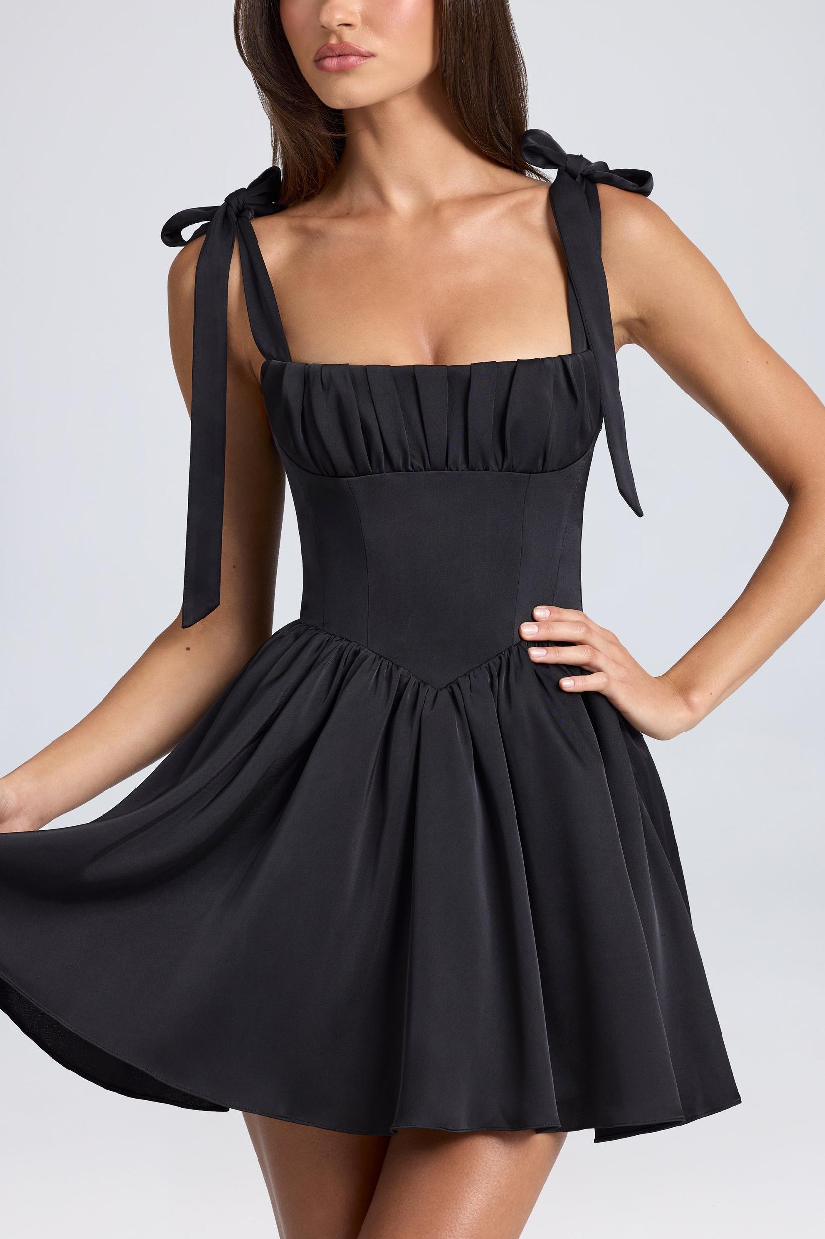 Draped Corset Mini Dress in Black Product Image