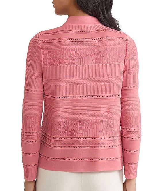 MISOOK Heritage Multi-Stitch Tonal Knit Mandarin Collar Long Sleeve Jacket Product Image