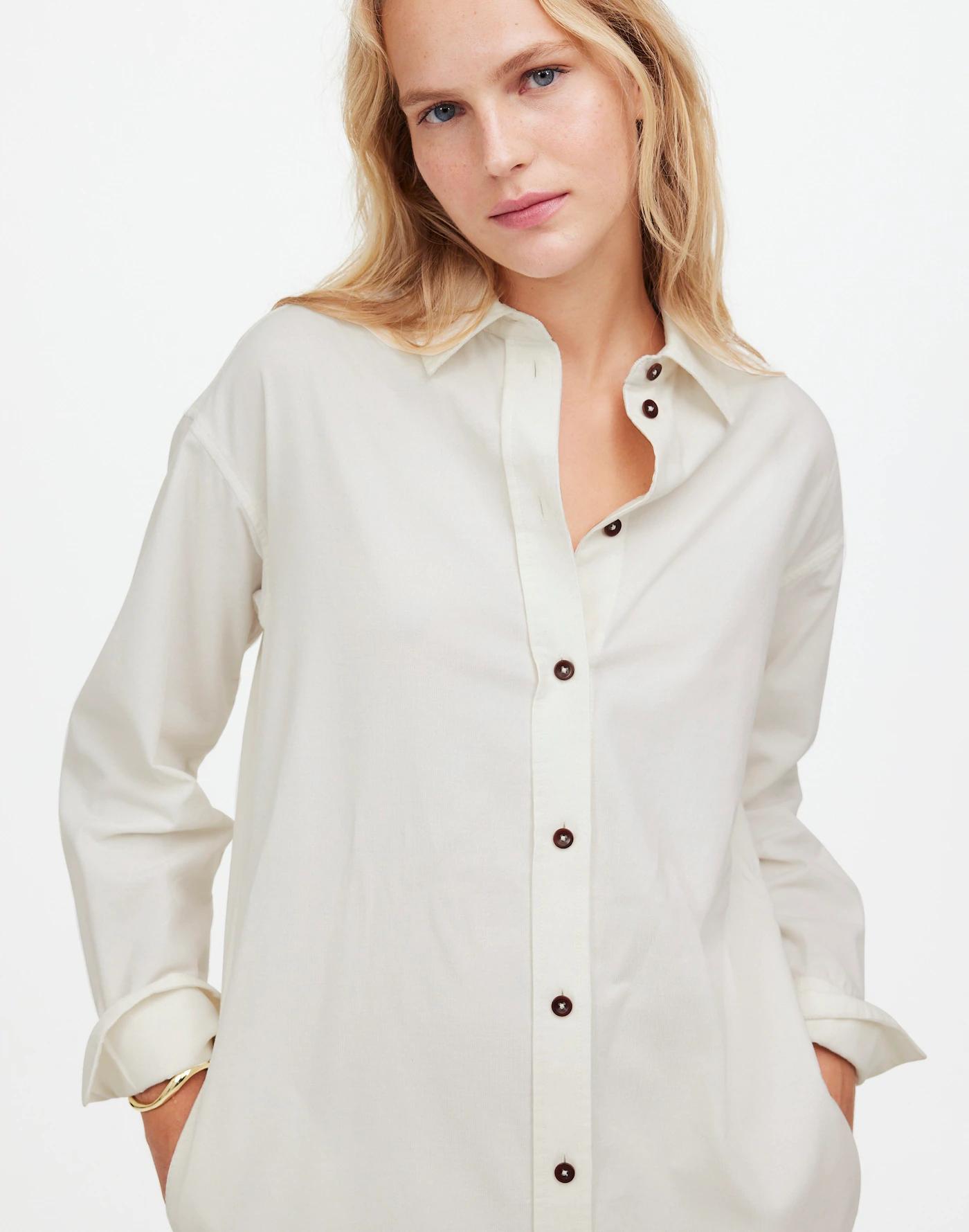Corduroy Long-Sleeve Midi Shirtdress Product Image