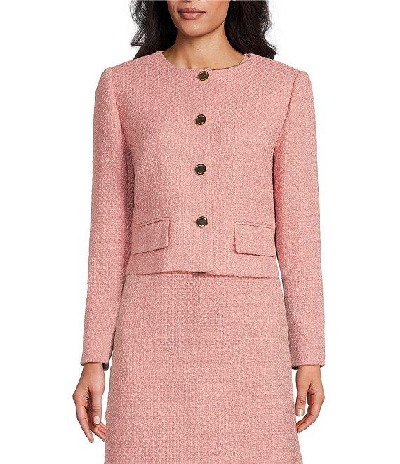Preston & York Margaret Tweed Round Neckline Long Sleeve Jacket Product Image