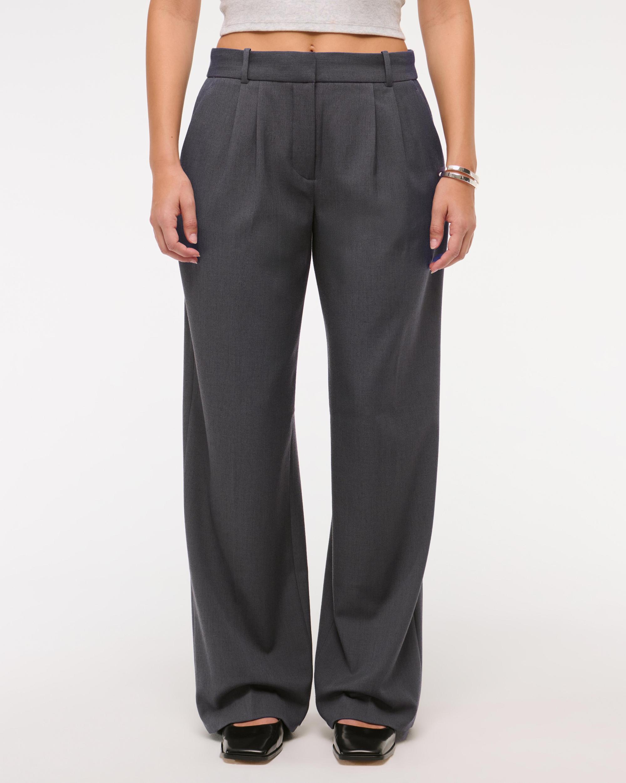 Curve Love A&F Sloane Low Rise Tailored Wide Leg Pant Product Image