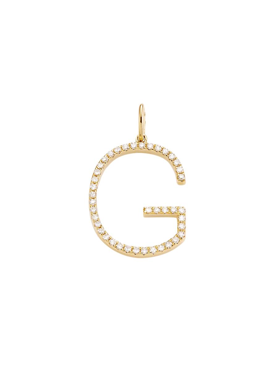 Womens 14K Yellow Gold & Diamond Pav Initial Charm Product Image