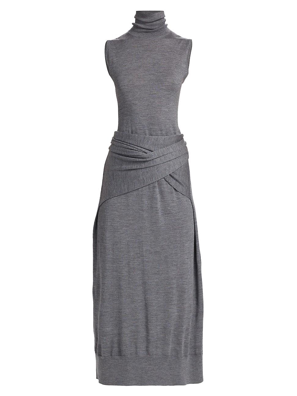 Womens Draped Knit Midi-Dress Product Image