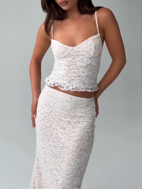 V-Neck Lace Camisole Two Piece Product Image