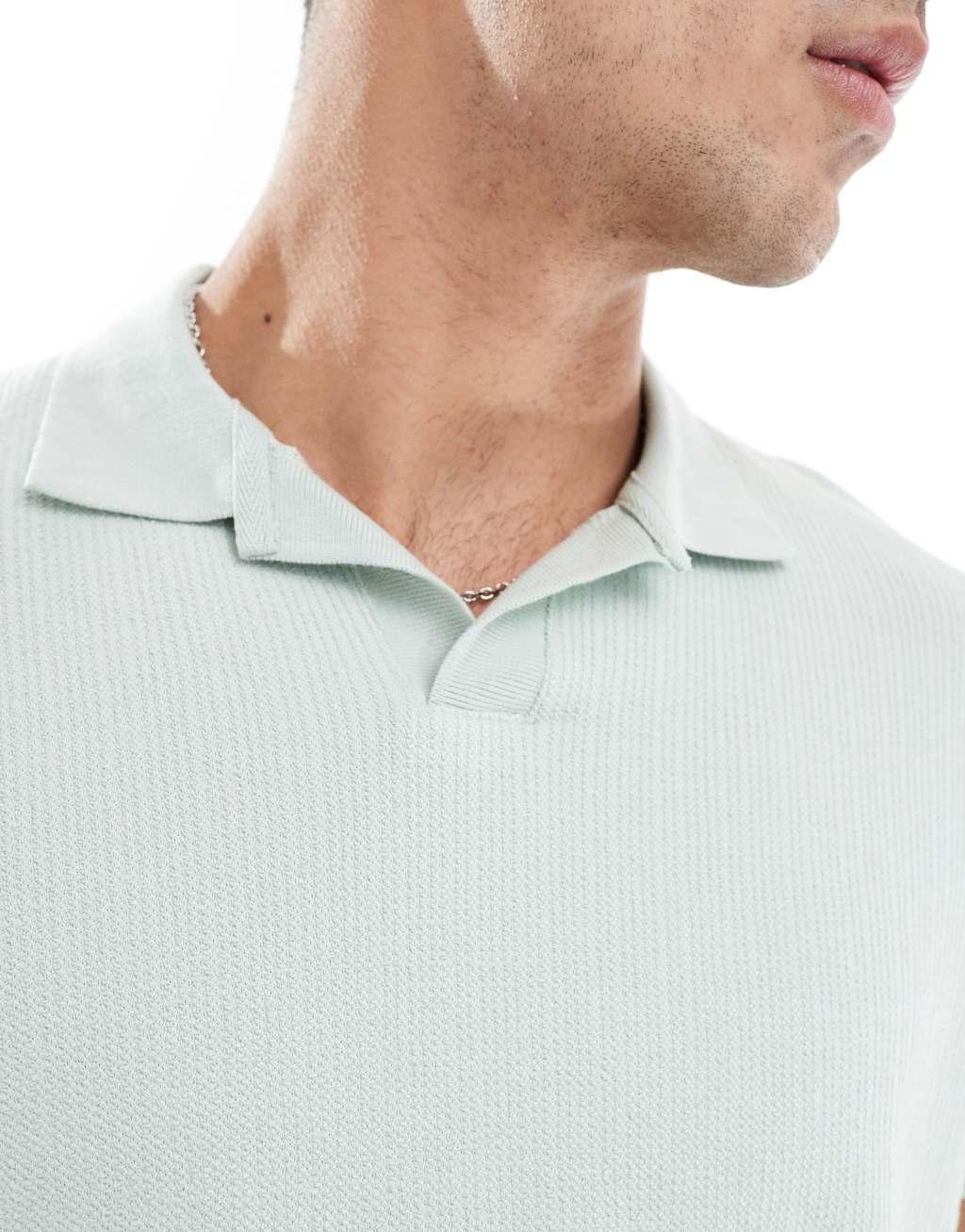 Bershka jersey polo in mint  Product Image