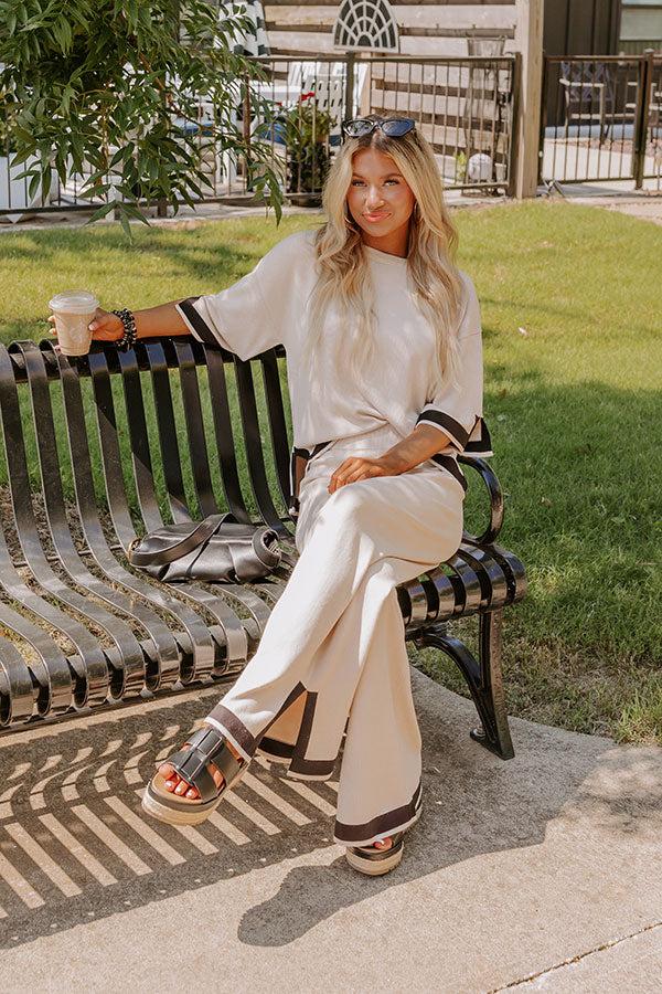 Uptown Cafe Knit Shift Top in Light Beige Product Image