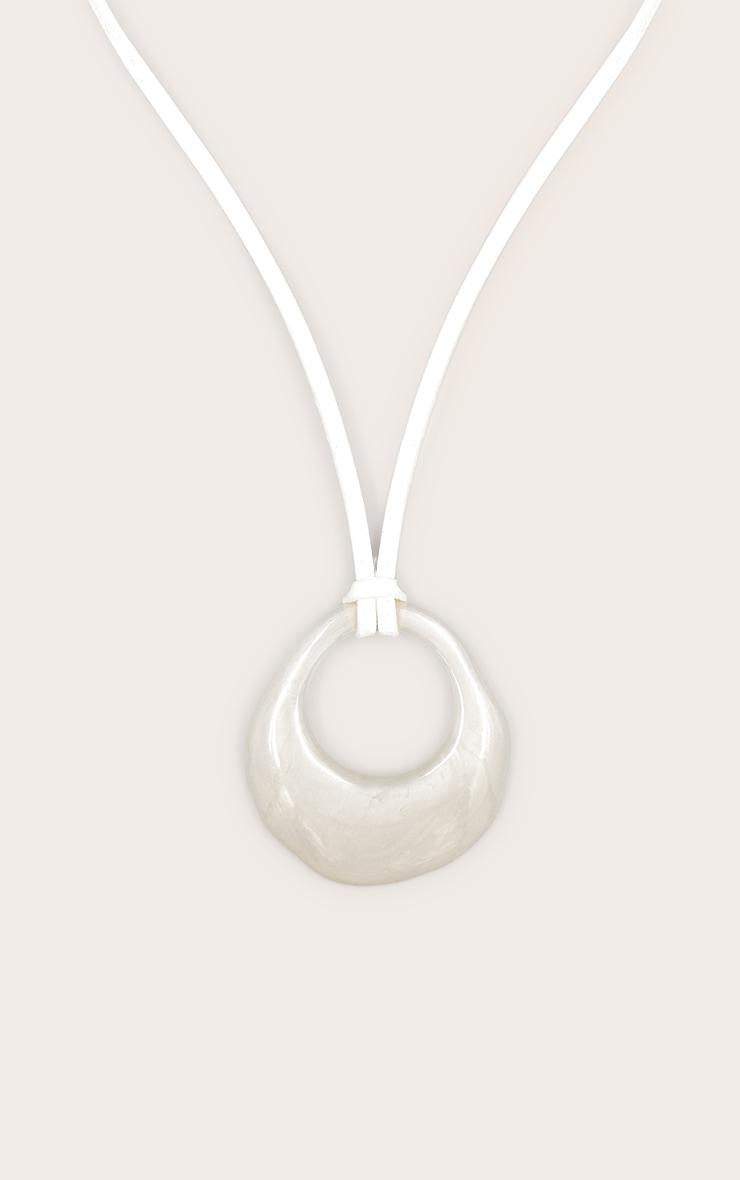 White Abstract Pendant Cord Necklace Product Image