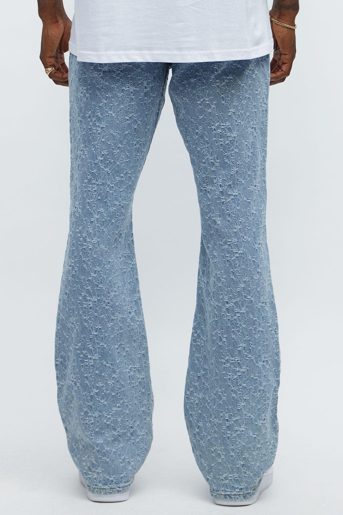 Stacked Slim Flare Frosty Jacquard Carpenter Jeans - Light Blue Wash Product Image
