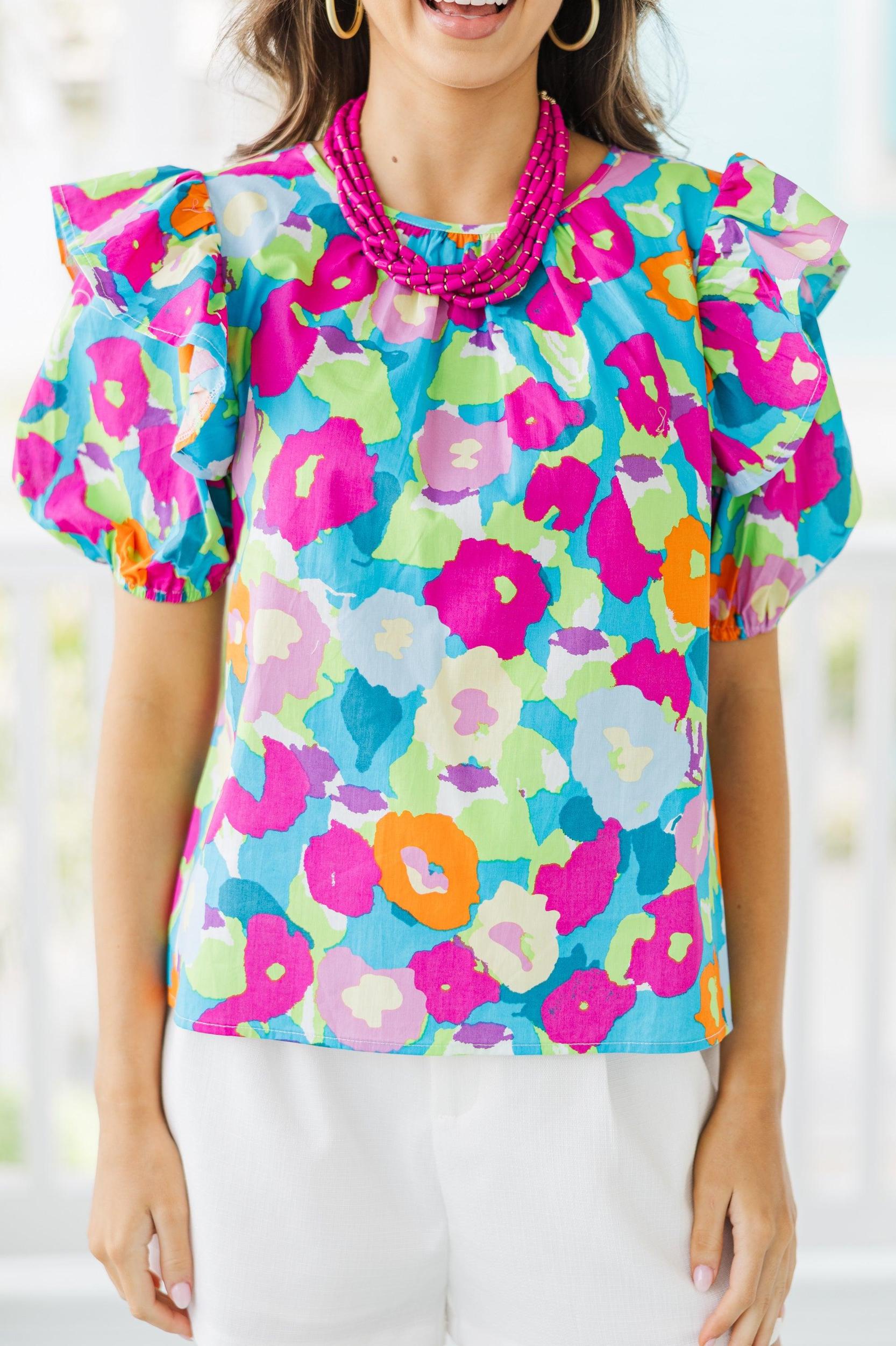 Living In A Dream Blue Floral Blouse Female Product Image
