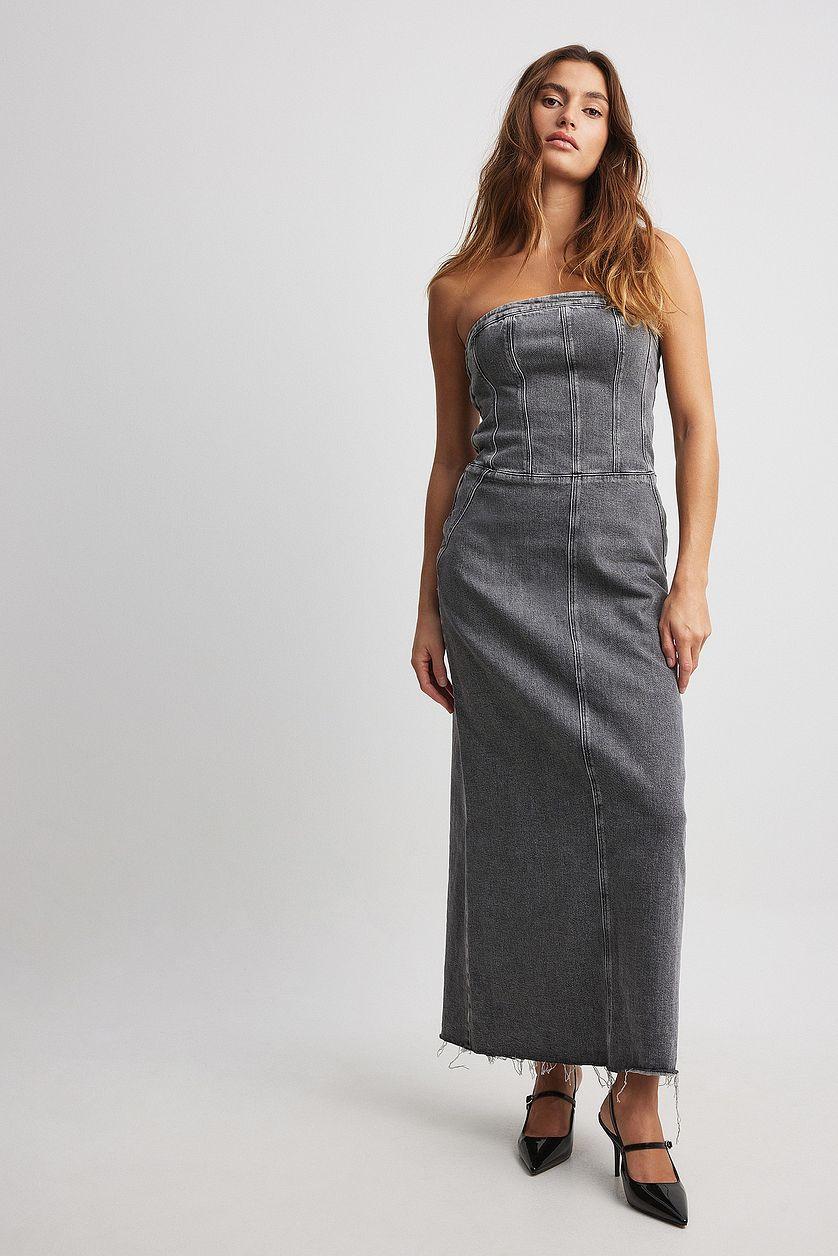 Bandeau Maxi Denim Dress Product Image