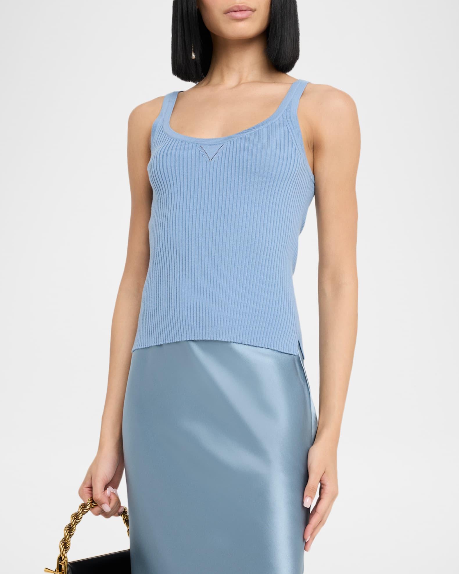 Embellished Merino Ribbed Scoop-Neck Top Product Image