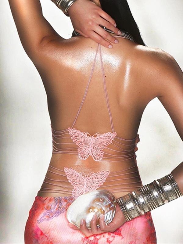 Irregular Print Halter Backless Wrap Hip Midi Dress Product Image