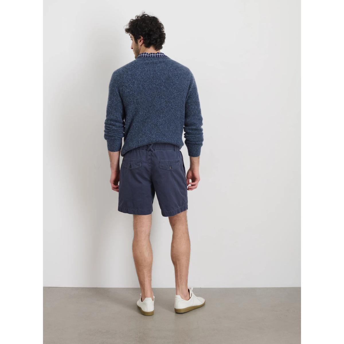 Pull On Short In Cotton Herringbone Navy Product Image