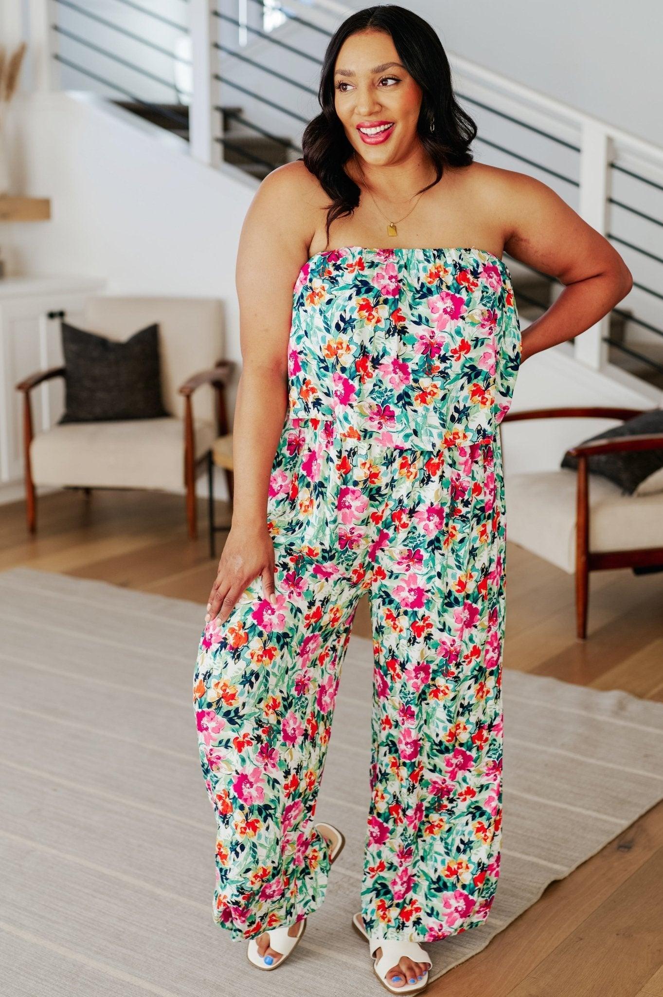 Life of the Party Floral Jumpsuit in Green Product Image