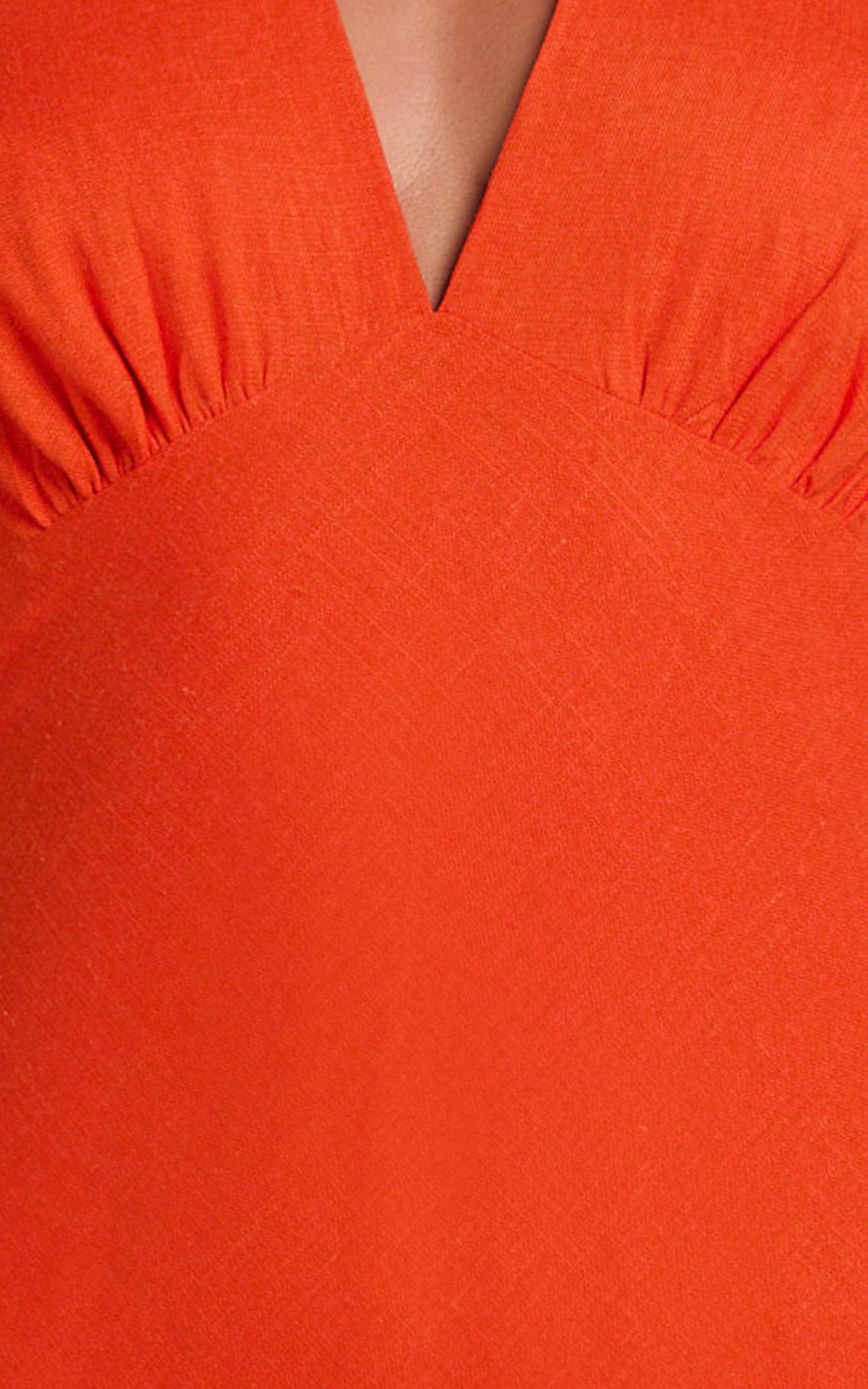 Adele Midi Dress - Halter Plunge Bias Cut Dress in Orange Product Image