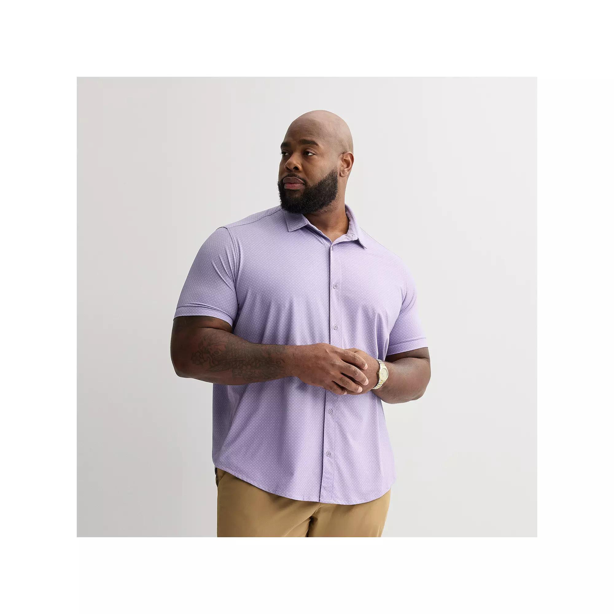 Big & Tall Apt. 9® Point Collar Button-Down Short Sleeve Shirt, Men's,  Product Image