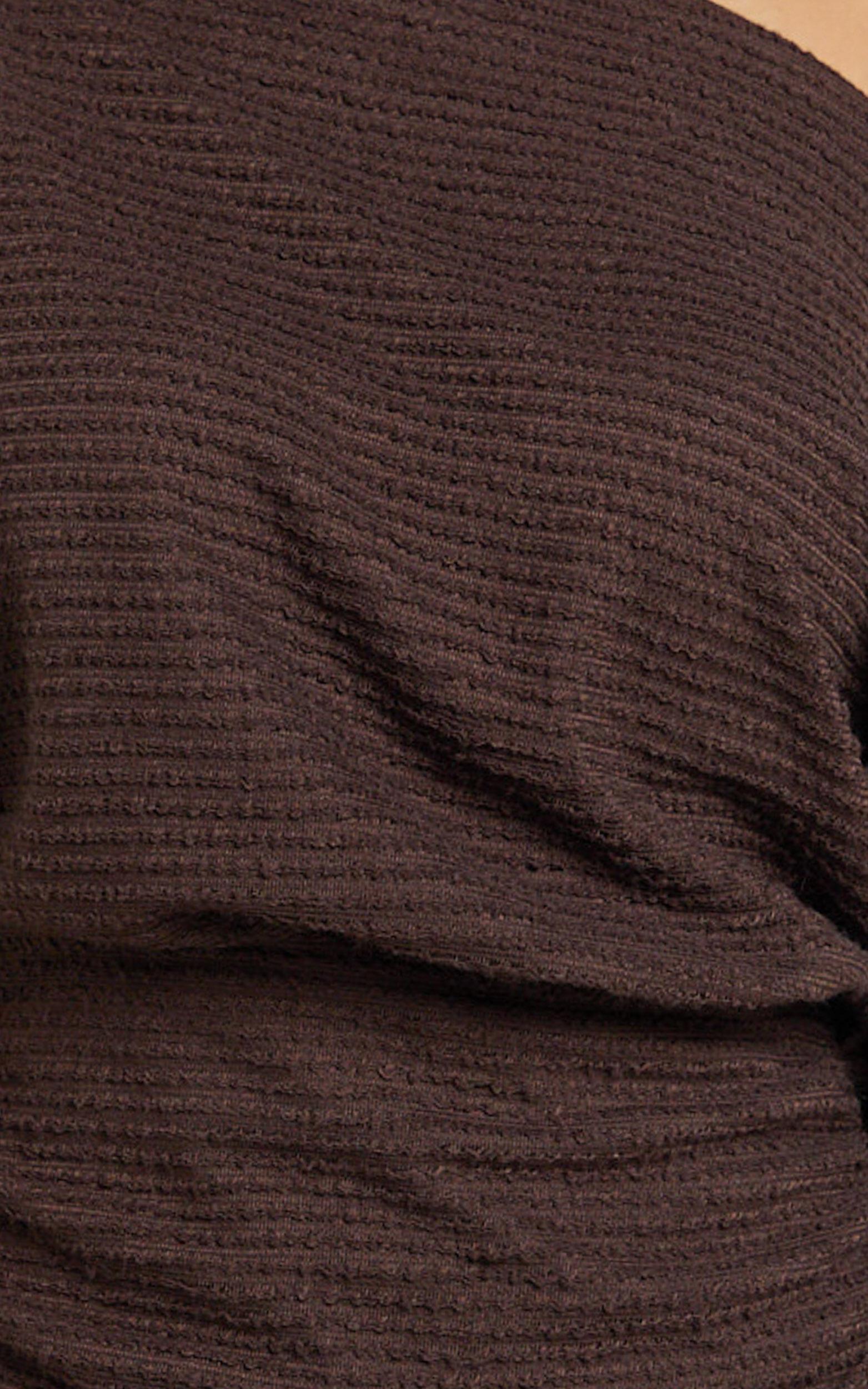 Alyce Mini Dress - Long Sleeve One Shoulder Dress in Chocolate Product Image