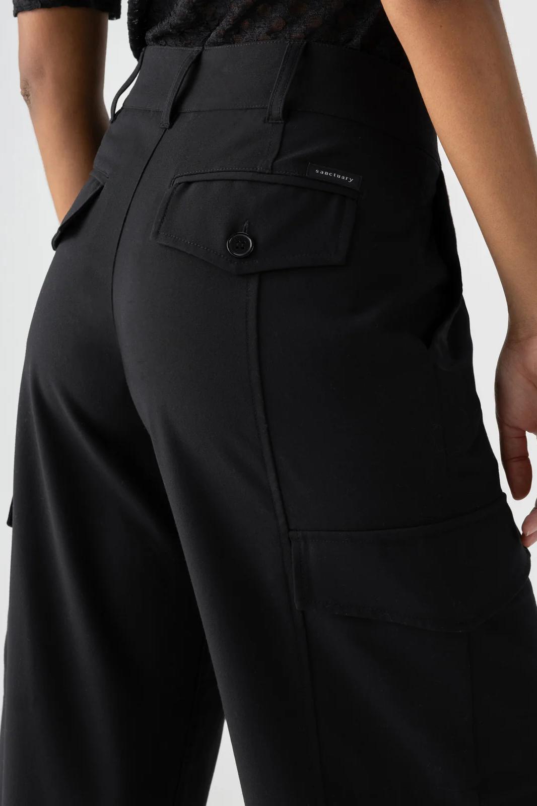 Rebel Wide Leg Standard Rise Crop Pant - Black Product Image