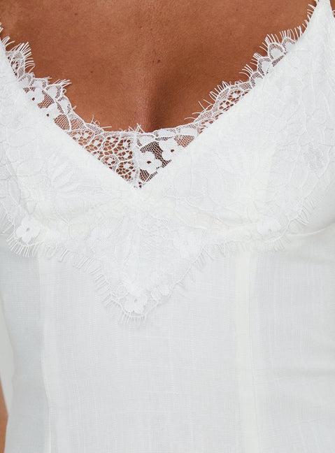 Bloomie Lace Godet Mini Dress White Product Image