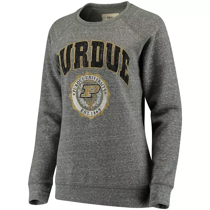Women's Pressbox Heathered Gray Purdue Boilermakers Edith Vintage Knobi Pullover Sweatshirt,  Product Image