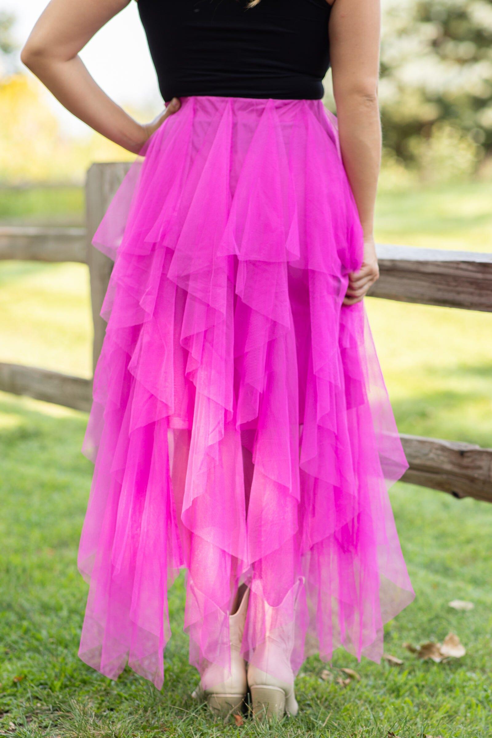 Fuchsia Tulle Maxi Skirt Product Image