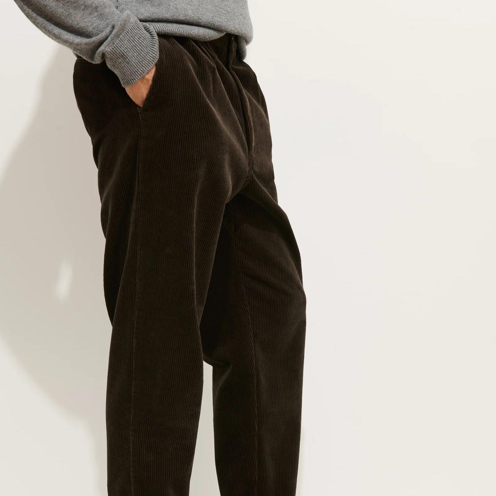 Corduroy Pleated Pant - Chocolate Product Image