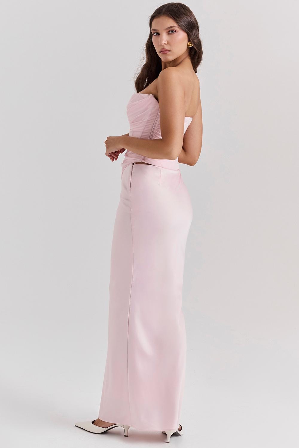 Giuliana  ballerina pink satin maxi skirt Product Image