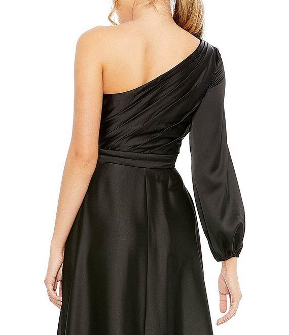 Ieena for Mac Duggal One Shoulder Asymmetrical Neckline Long Sleeve High-Low Dress Product Image