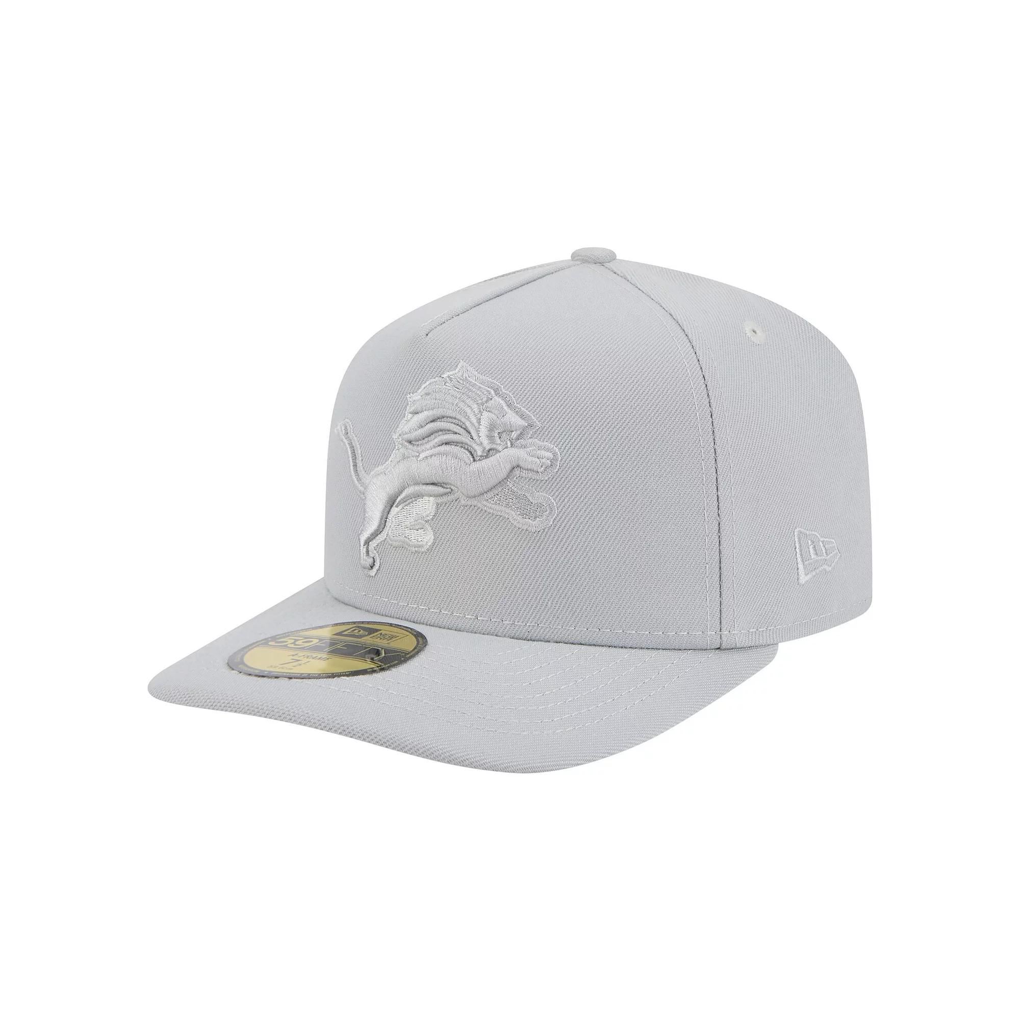 Men's New Era Gray Detroit Lions Color Pack A-Frame 59FIFTY Fitted Hat, Size: 7 3/4, Grey Product Image