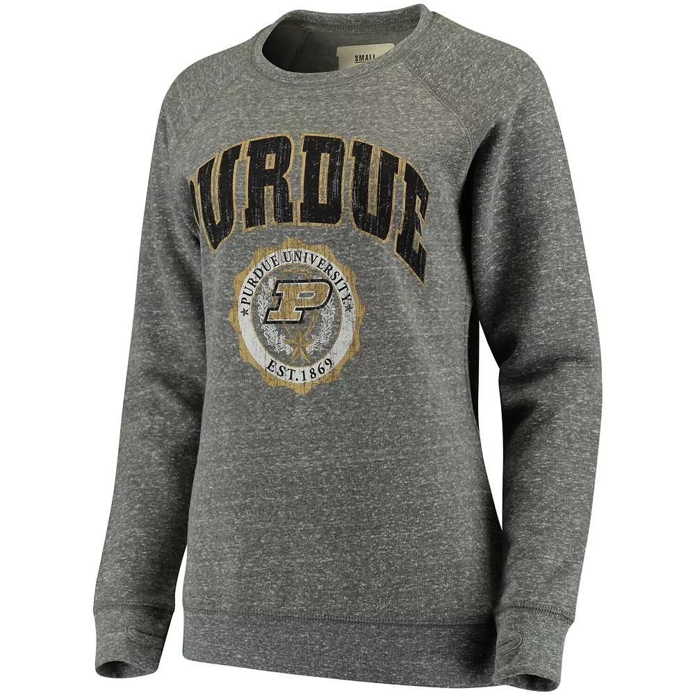 Women's Pressbox Heathered Gray Purdue Boilermakers Edith Vintage Knobi Pullover Sweatshirt,  Product Image