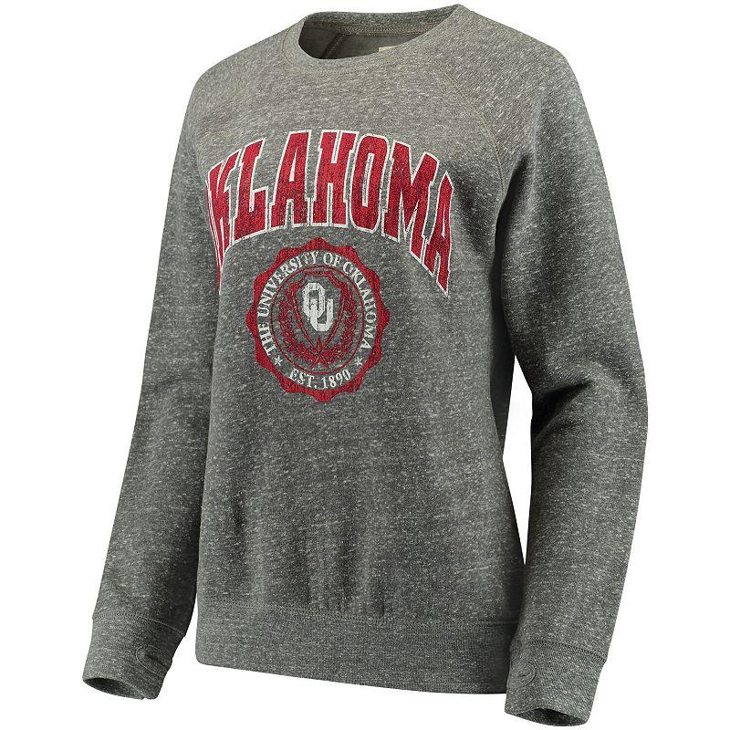 Women's Pressbox Heathered Gray Oklahoma Sooners Edith Vintage Knobi Pullover Sweatshirt,  Product Image