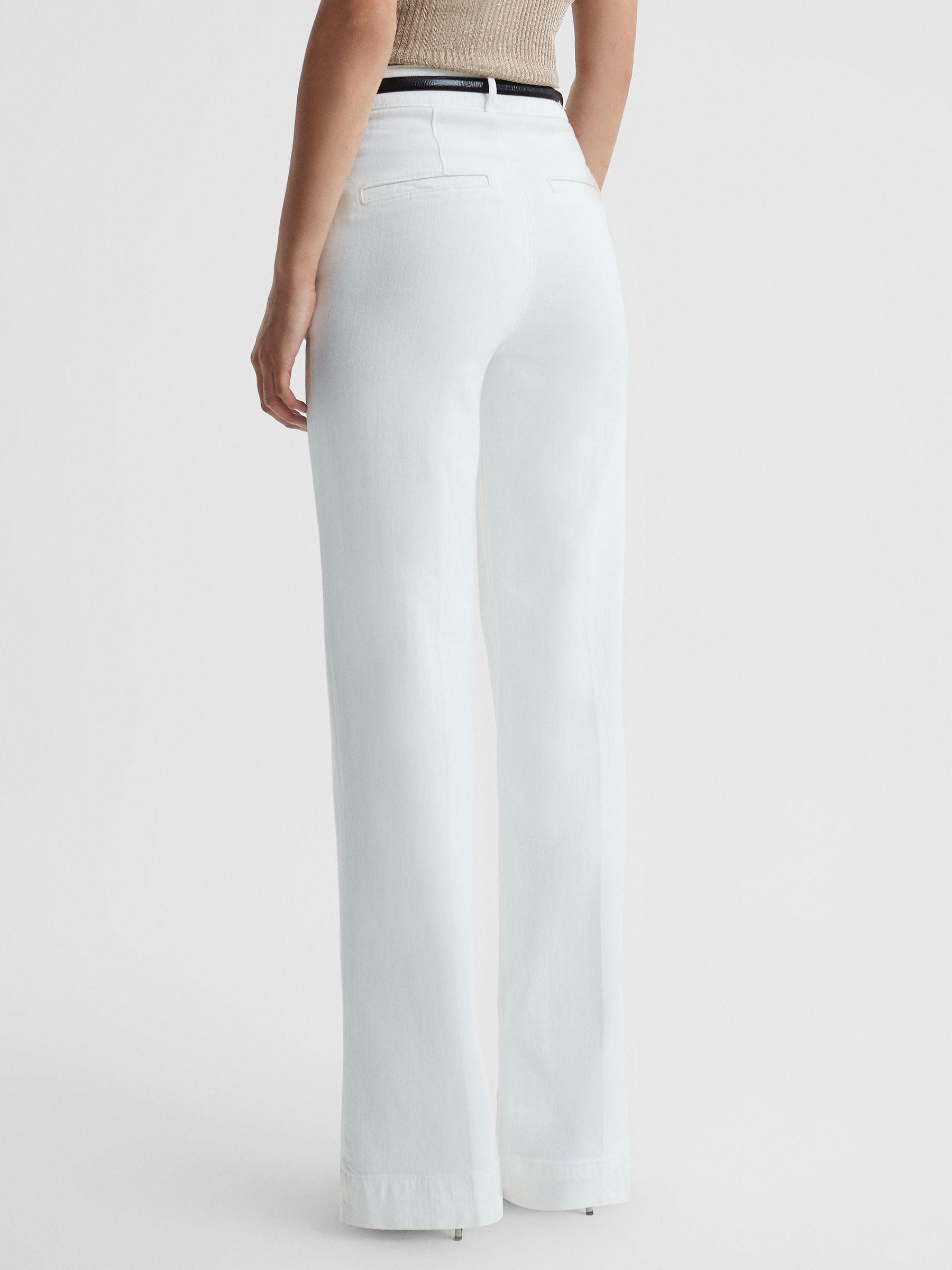 Paige High Rise Wide Leg Trousers in White Product Image