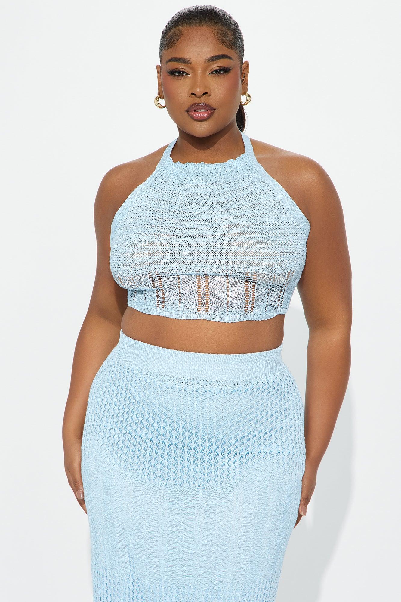 Marbella Crochet Maxi Skirt Set - Light Blue Product Image