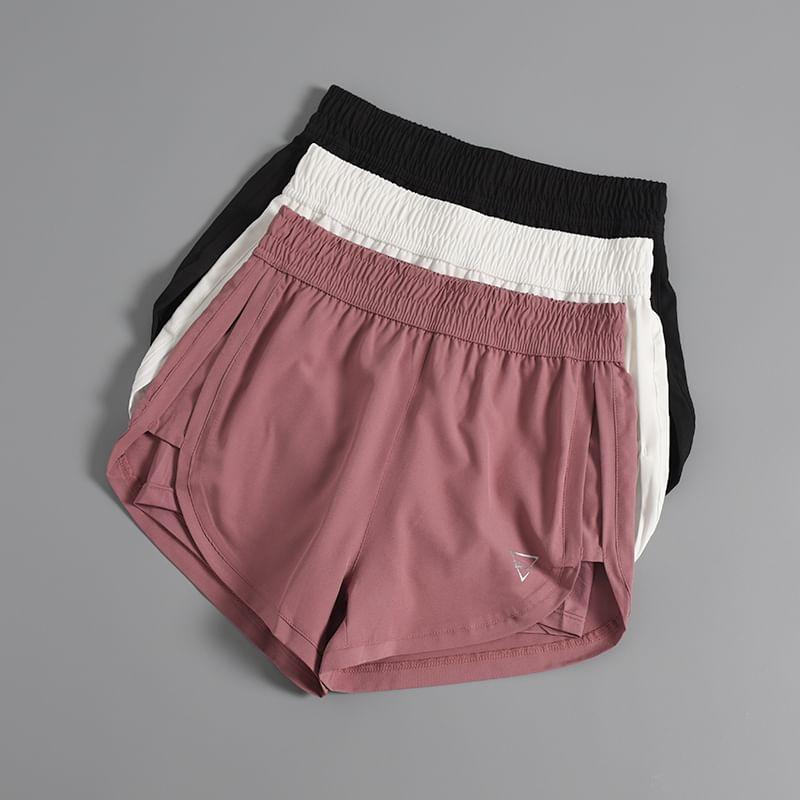 Printed Curved Hem Sports Shorts Product Image