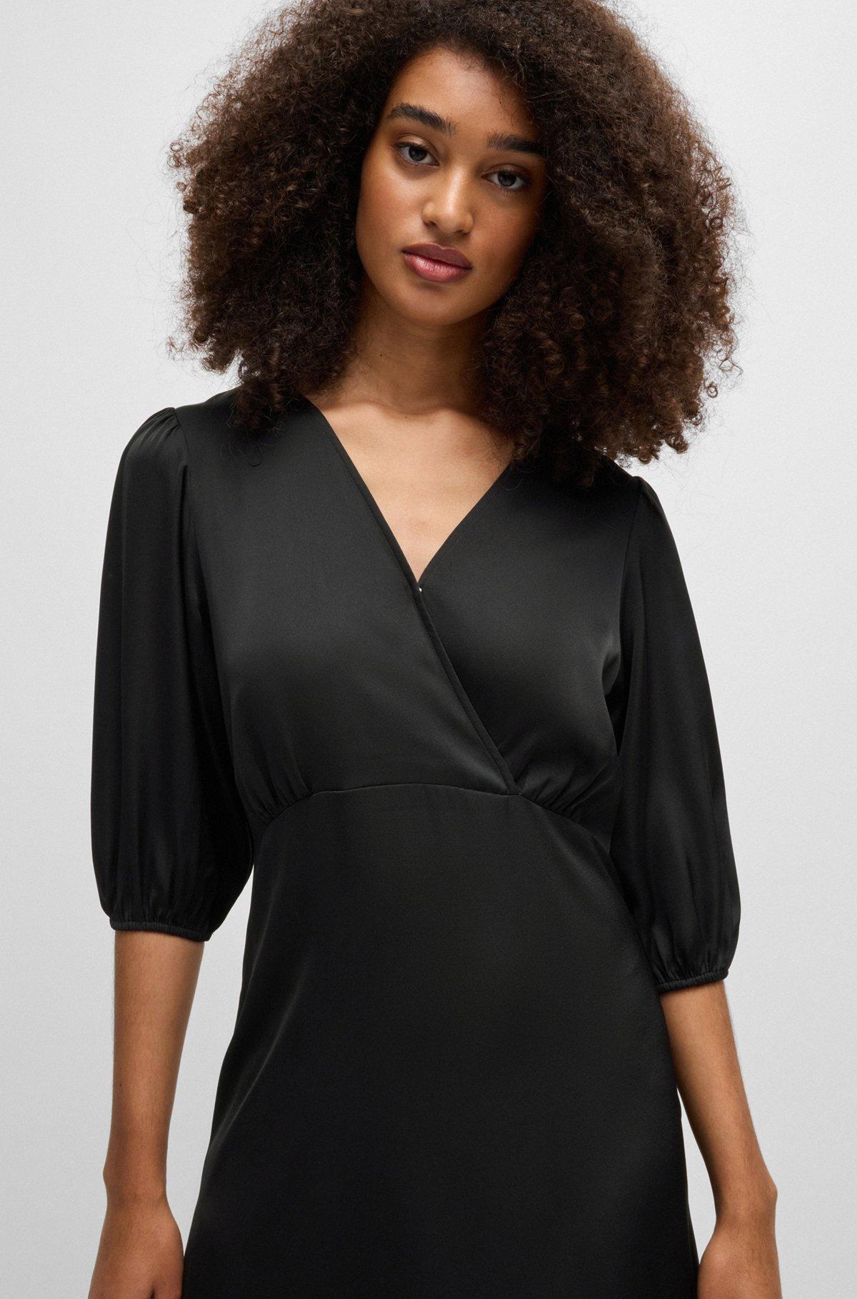 Wrap-front dress in hammered satin Product Image