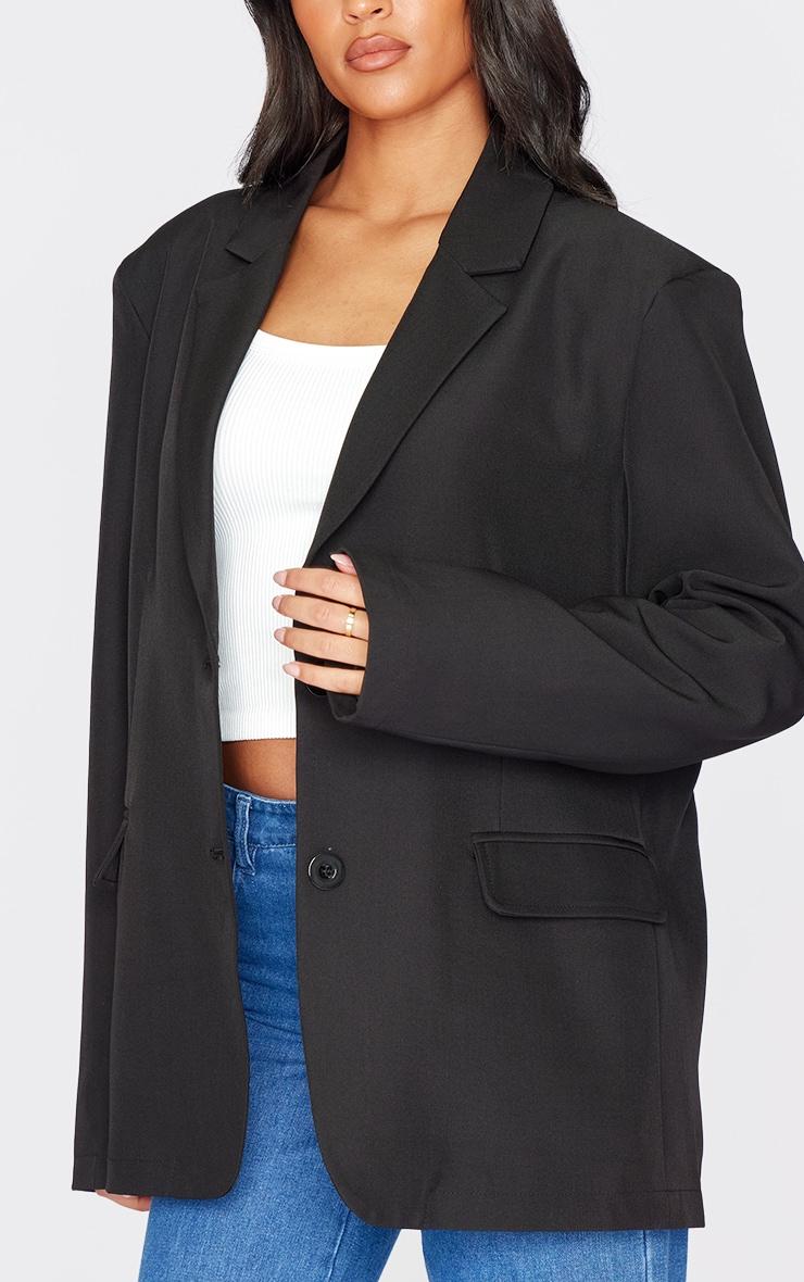 Tall Black Seam Detail Structured Oversized Blazer Product Image