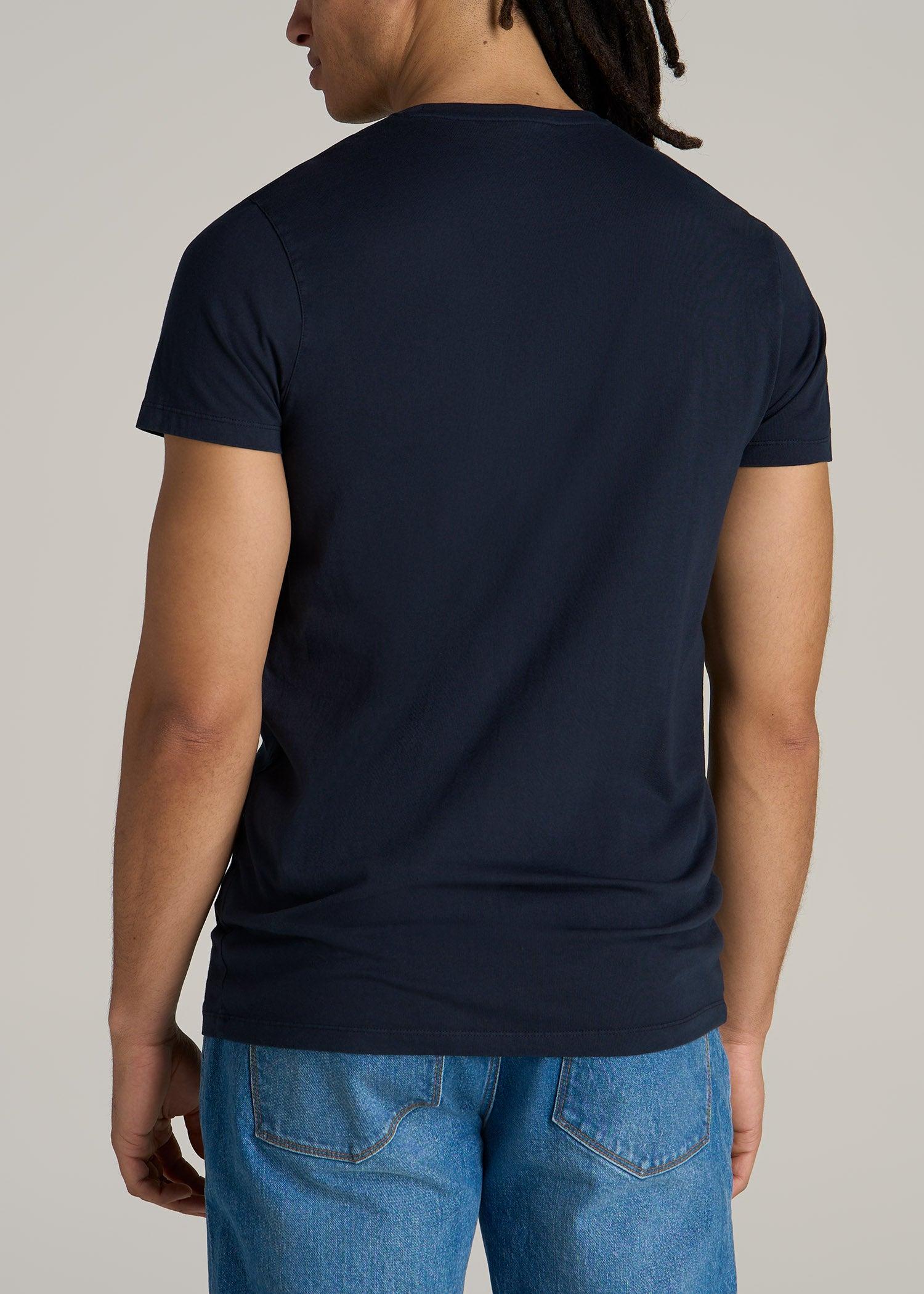 Modern Fit Garment Dyed Cotton T-Shirt for Tall Men in Evening Blue Male Product Image