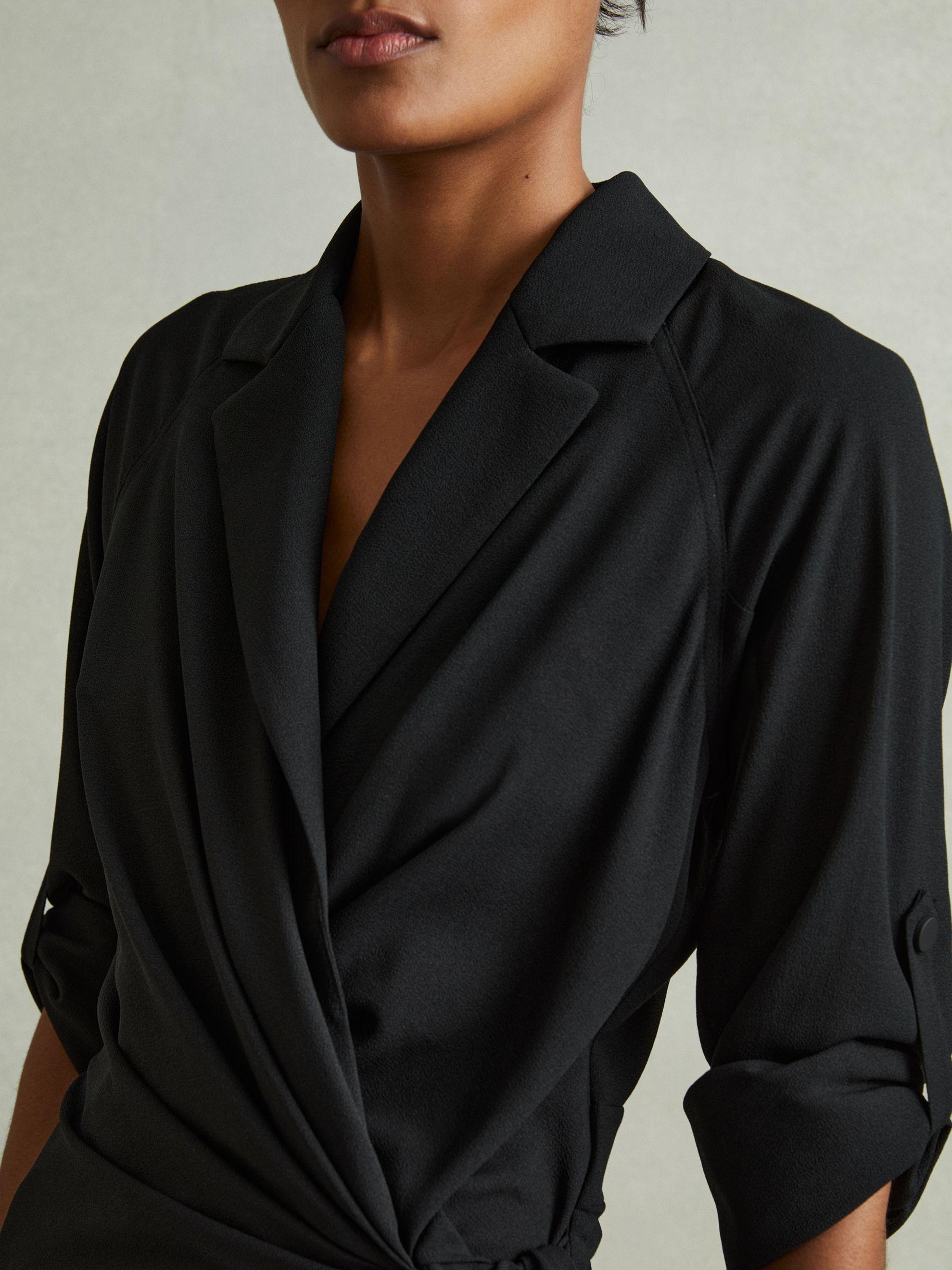 Wrap Front Twist Detail Midi Dress in Black Product Image