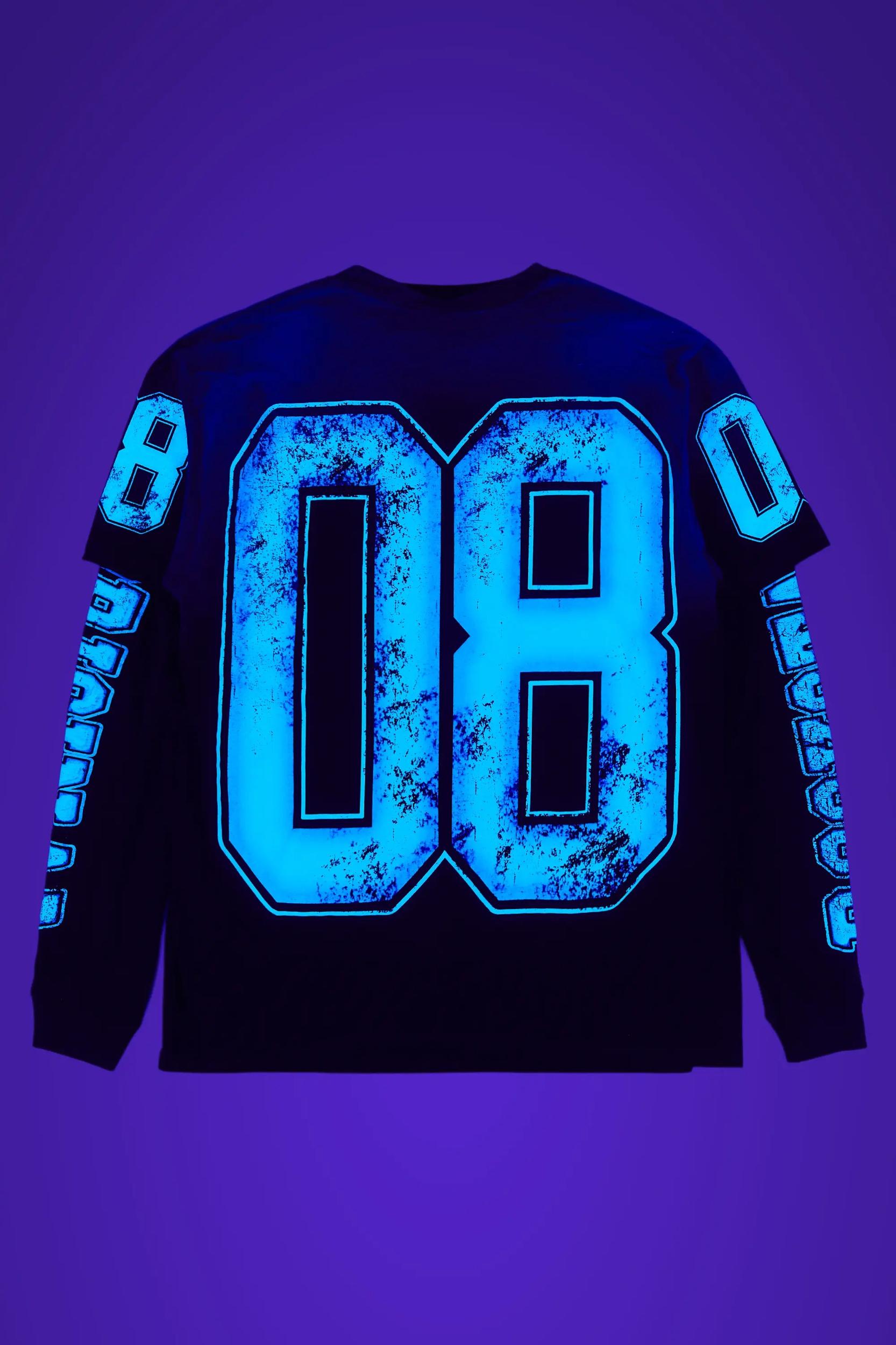 Fields Black/Blue Double Layer Long Sleeve Graphic T-Shirt Male Product Image