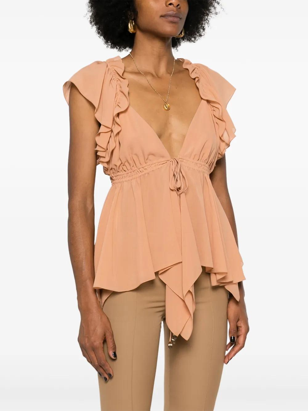 ruffled sleeveless silk blouse Product Image