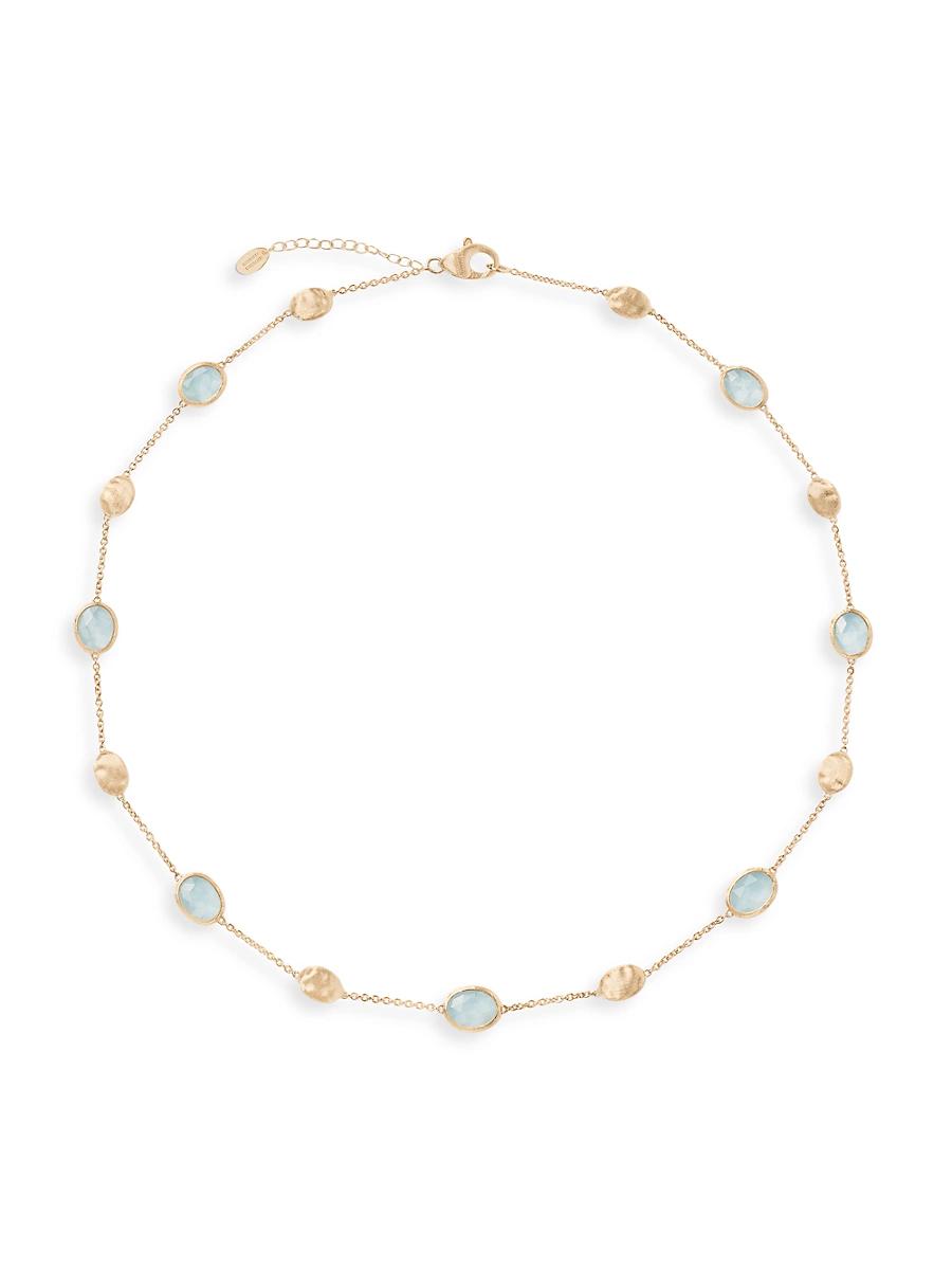 Womens Siviglia 18K Yellow Gold & Aquamarine Station Necklace Product Image