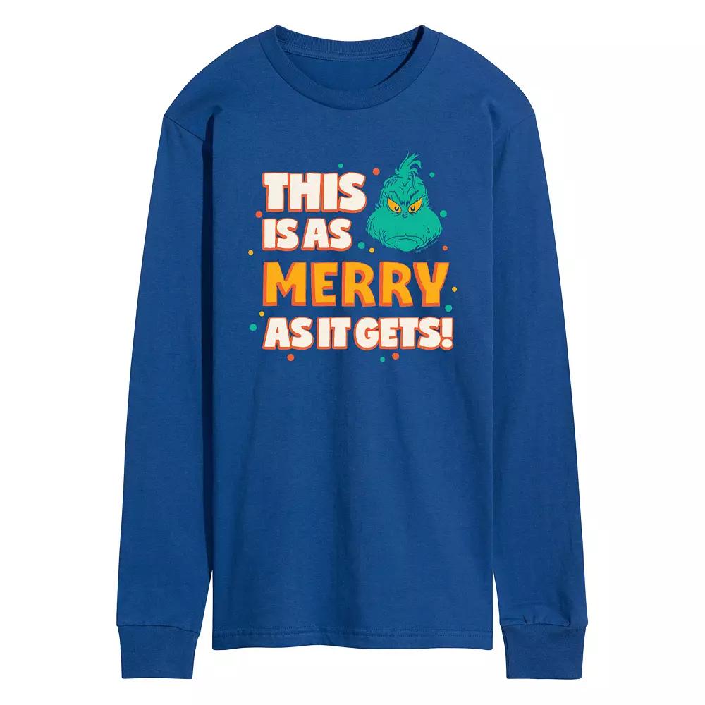 Men's Dr. Seuss The Grinch As Merry As It Gets Long Sleeve Graphic Tee,  Product Image
