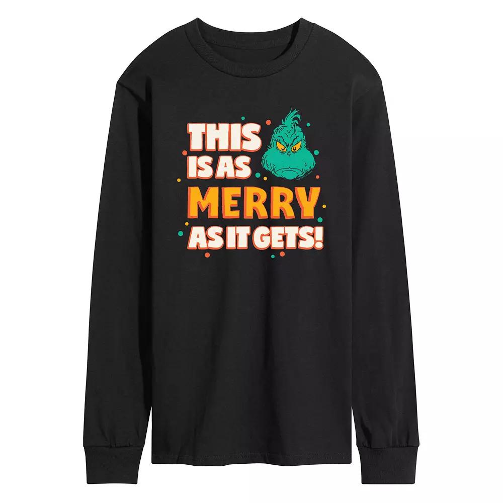 Men's Dr. Seuss The Grinch As Merry As It Gets Long Sleeve Graphic Tee,  Product Image