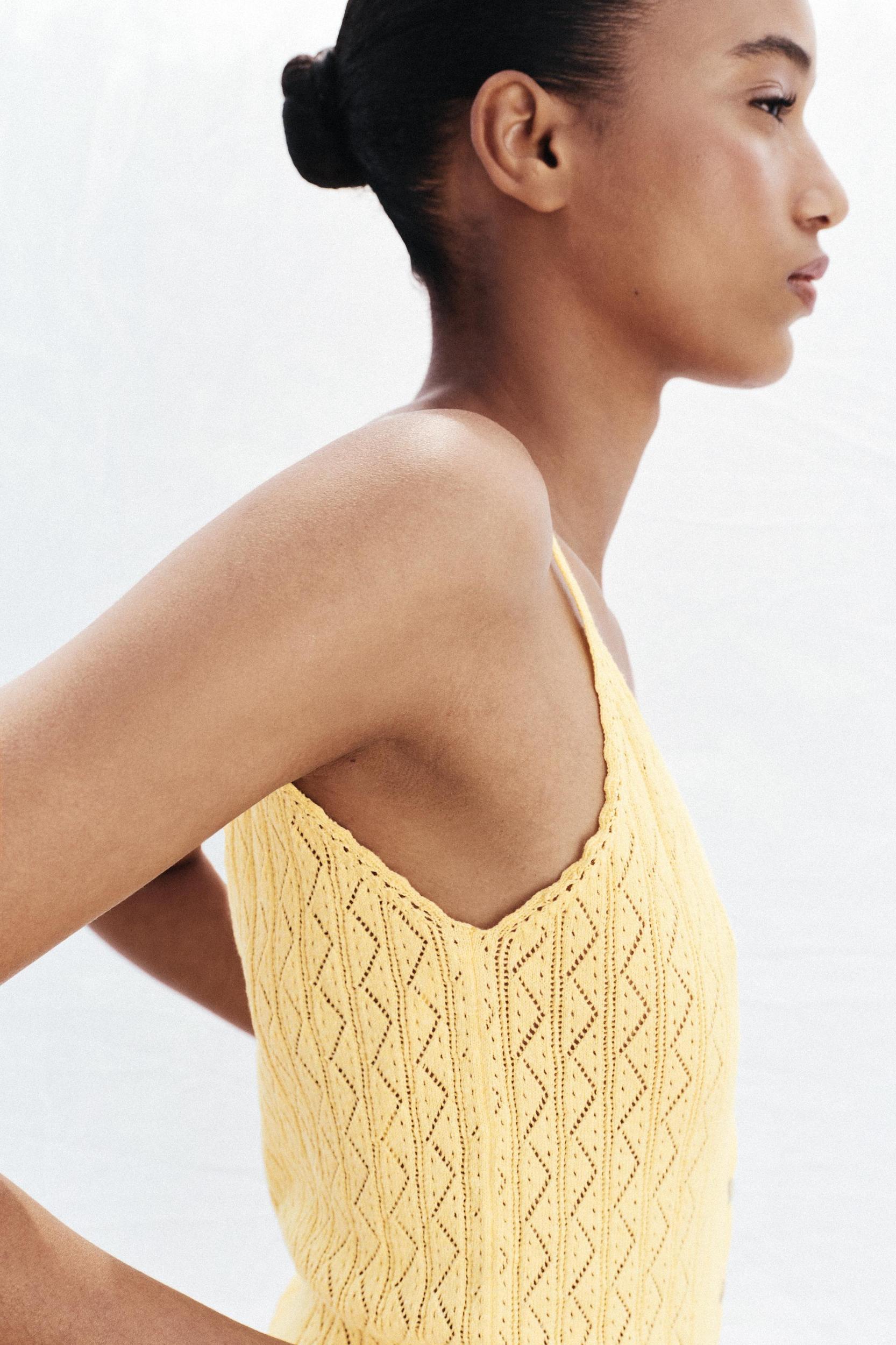 POINTELLE KNIT RUFFLED TOP Product Image