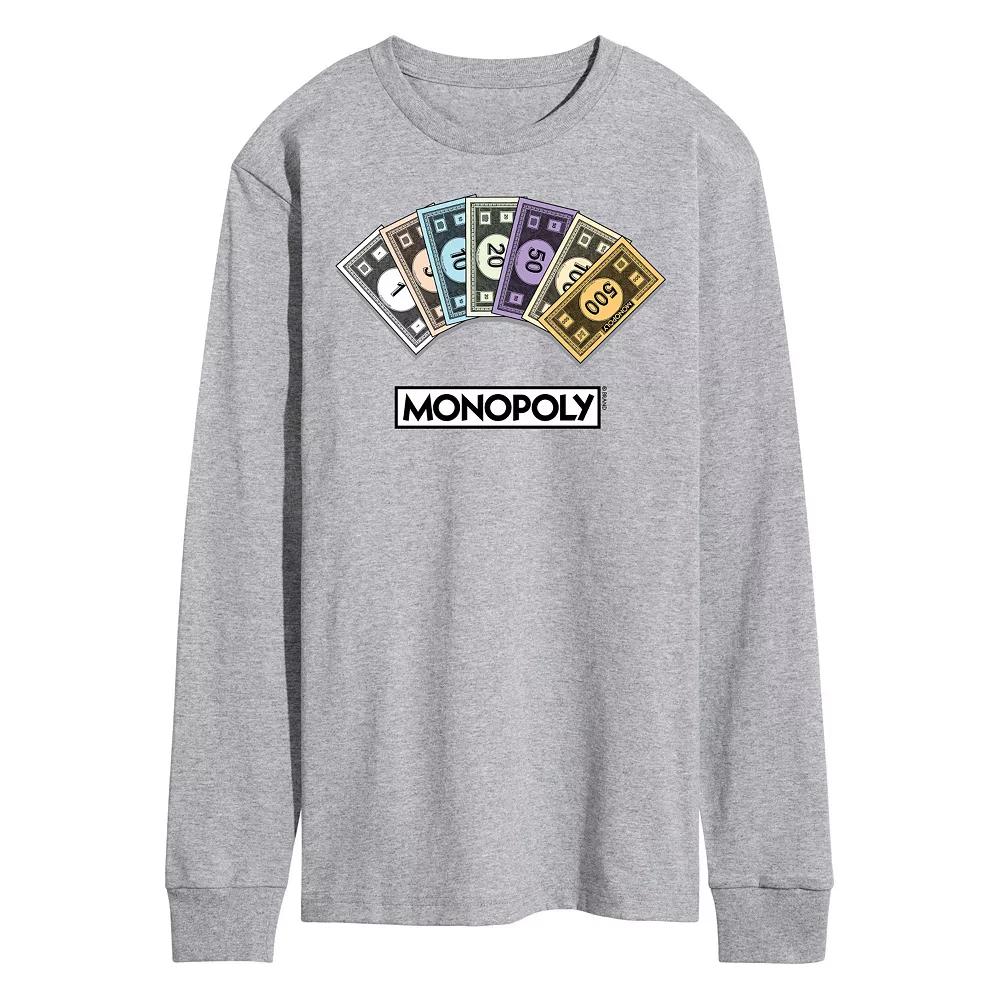 Men's Monopoly Money Stack Long Sleeve Graphic Tee,  Product Image