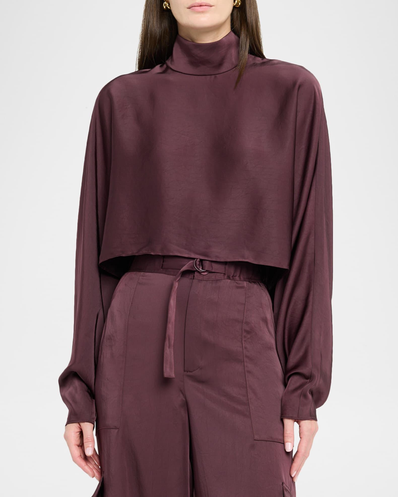 Lightweight Satin Belted Wide-Leg Utility Pants Product Image