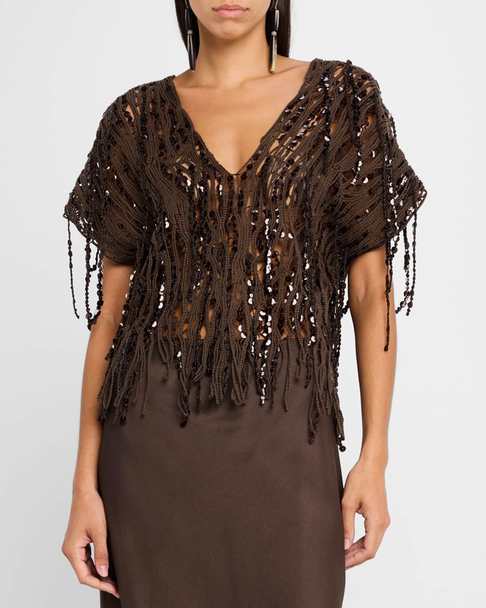 Sequin Macrame Embroidered V-Neck Sweater Product Image