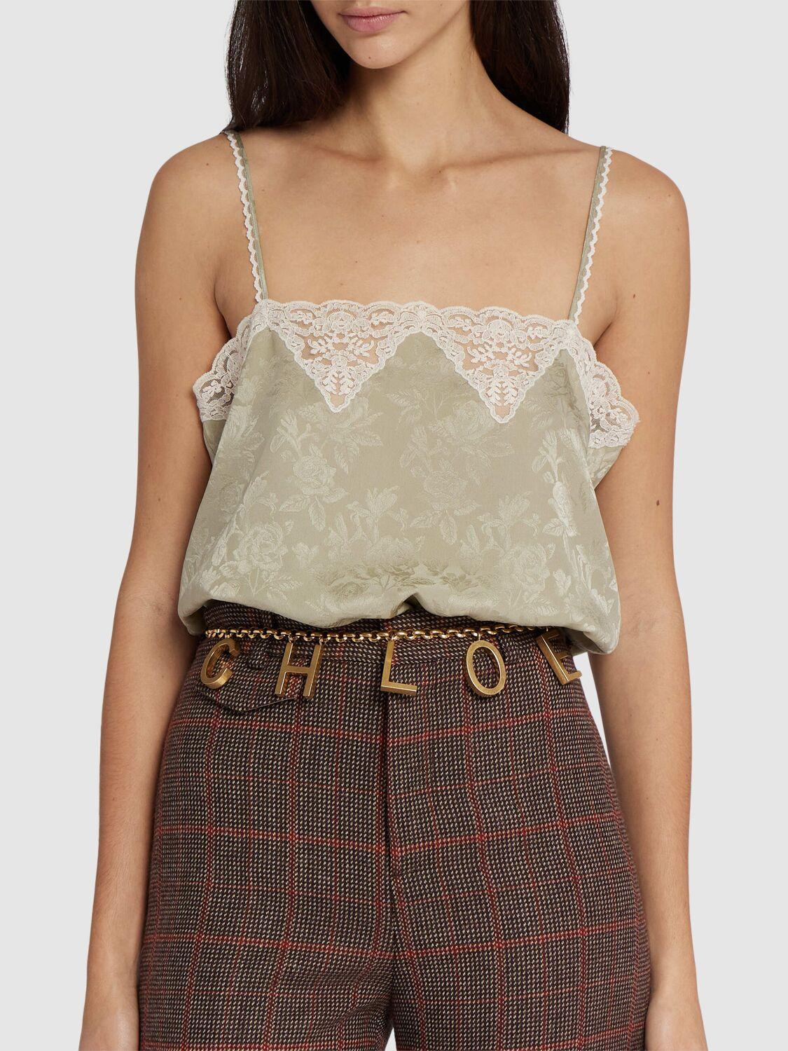 CHLOÉ Metallic Belt With Adjustable Hook Closure And Logo Lettering Charm In Brass Woman In Gold Product Image