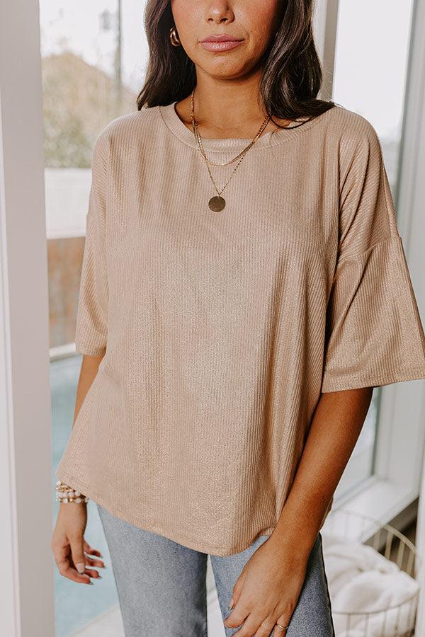 Subtle Shimmer Shift Top in Iced Latte Product Image